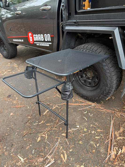 Heavy Duty Car 2 Table Mount – Adjustable & Foldable Tyre Camping Table (Black)