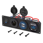 4 in 1 12V USB Charger Socket Panel | Dual USB 4.8A, Voltmeter, 12V Power Outlet & Switch | 4WD, Caravan, Boat, Canopy & Ute
