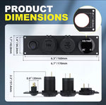 4 in 1 12V USB Charger Socket Panel | Dual USB 4.8A, Voltmeter, 12V Power Outlet & Switch | 4WD, Caravan, Boat, Canopy & Ute