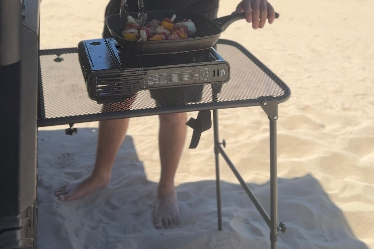 Heavy Duty Car Table Mount – Adjustable & Foldable Tyre Camping Table (Black)