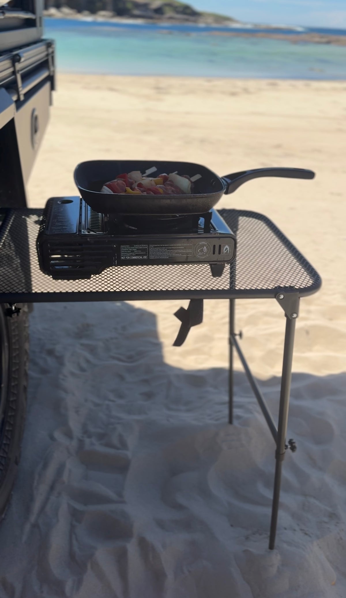 Heavy Duty Car Table Mount – Adjustable & Foldable Tyre Camping Table (Black)