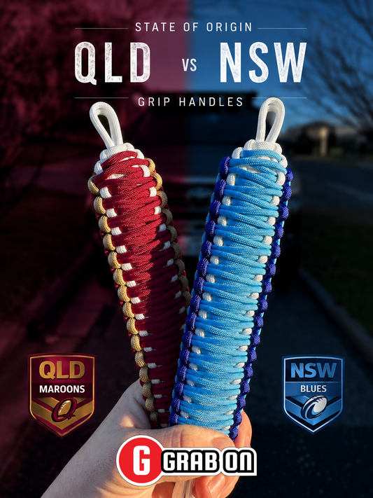 State of Origin Paracord Grab Handles with keyring  | NSW Blues & QLD Maroons 4WD Grip Handles