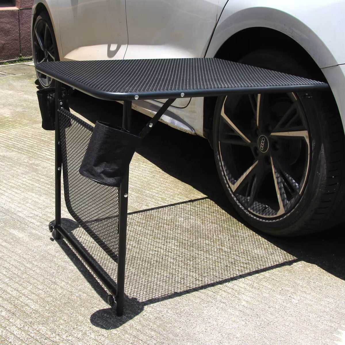 Heavy Duty Car 2 Table Mount – Adjustable & Foldable Tyre Camping Table (Black)